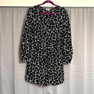 Black and white floral print romper